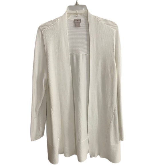 Chico's Open Front Cardigan Cream Long Sleeve Lightweight Size Medium - Picture 1 of 11